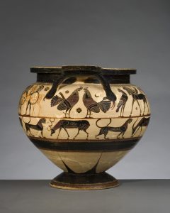 Cratere corinzio del 580 a.C. circa conservato all’Antikenmuseum Basel und Sammlung Ludwig di Basilea. N. inv. BS 451. ©Antikenmuseum Basel und Sammlung Ludwig, Foto Andreas F. Voegelin